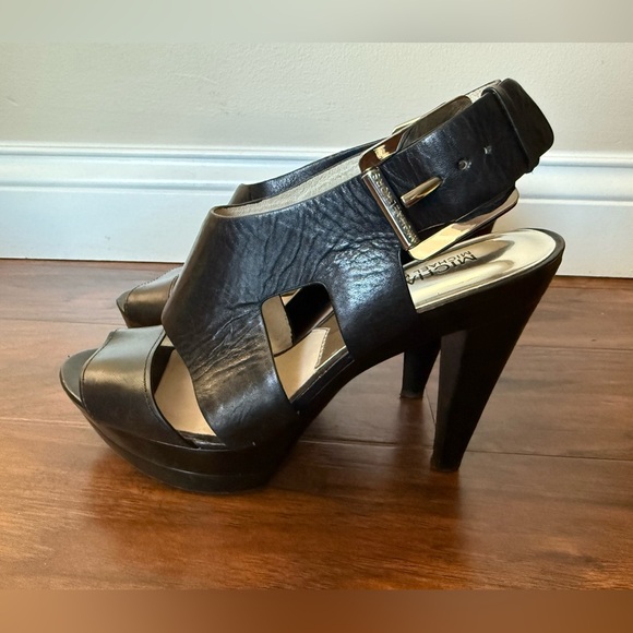 Michael Kors Carla Black Leather Platform Sandals-Size 8.5-Sexy, Black Tie - Picture 10 of 16